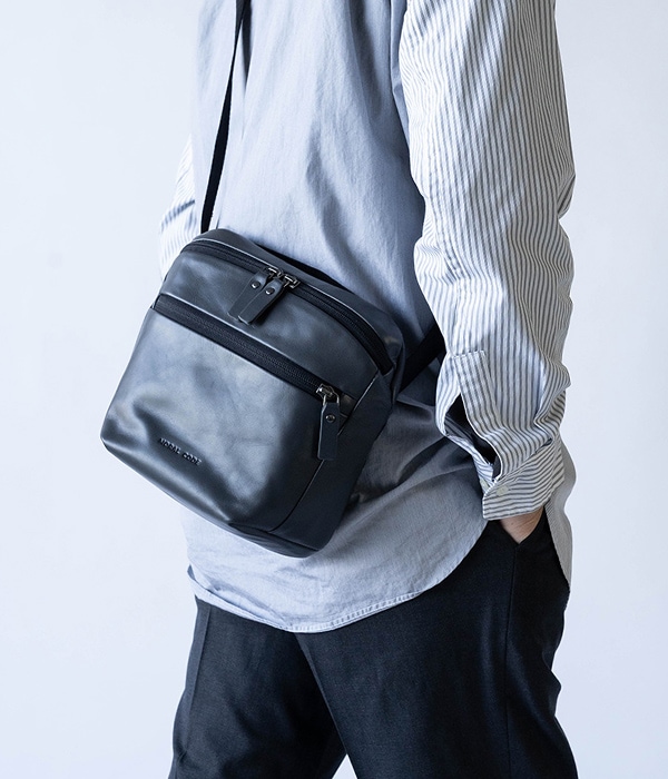 ショルダーバッグ ボディバッグ サコッシュ レザー 本革 DENVER GRAY
